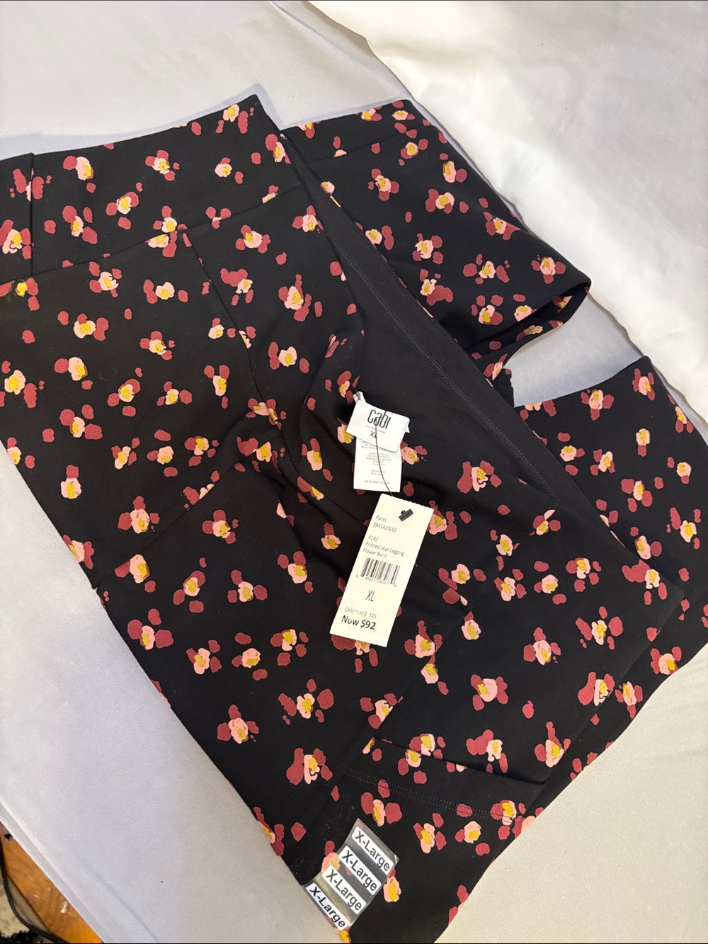 CAbi Black Leggings with Pink & Yellow Floral Print